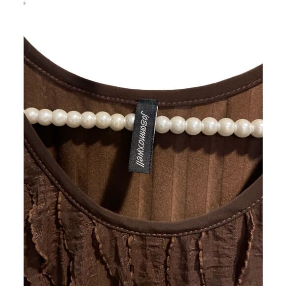 Jason Maxwell Brown Ruffle Tank Top Large - Picture 3 of 7
